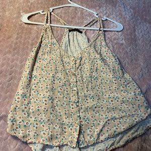 Cute floral button up tank top